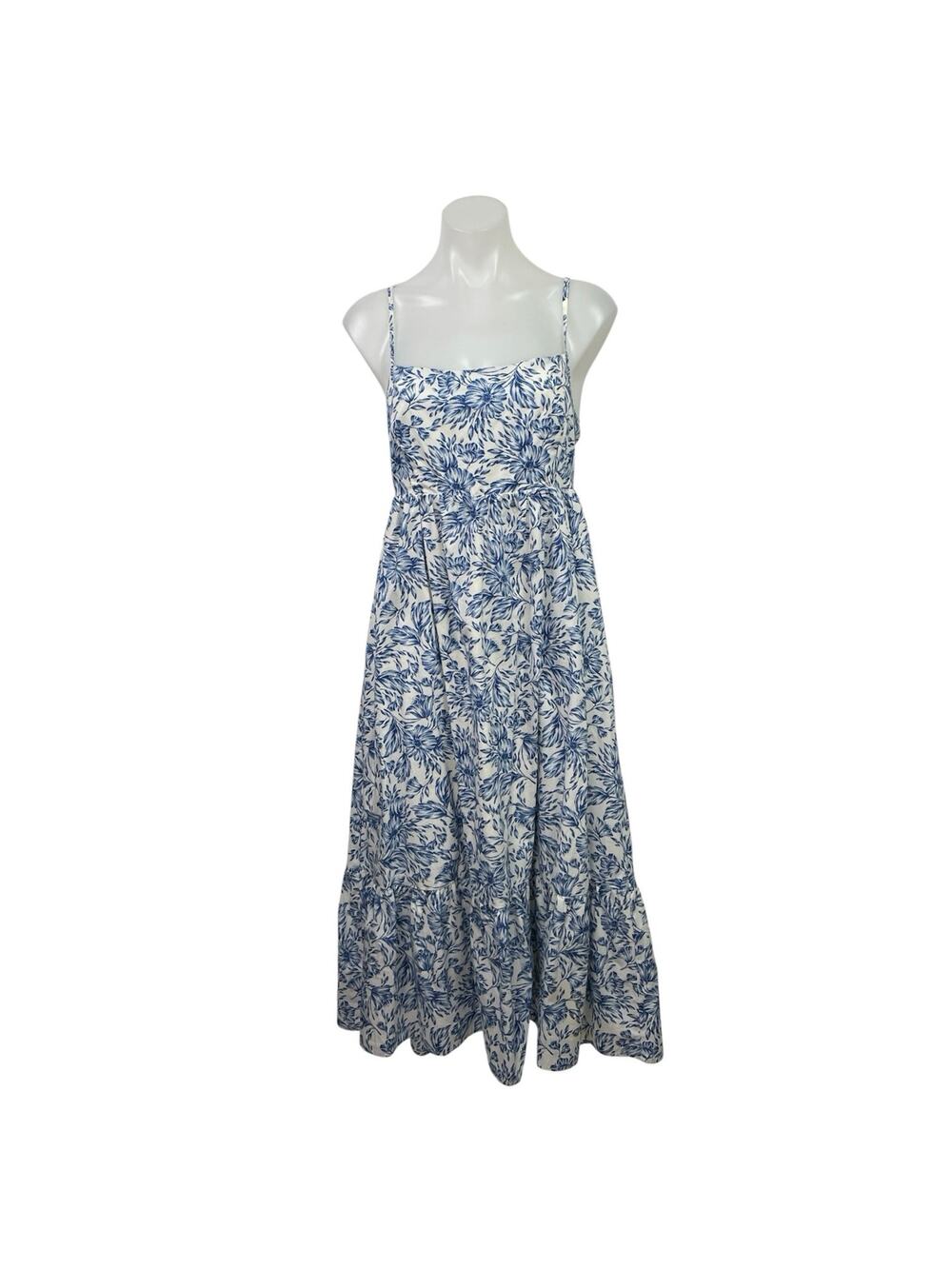 We're All Pretty Girls Blue Floral Tiered Maxi Cami Tank Flare A-Line Dress Sz M